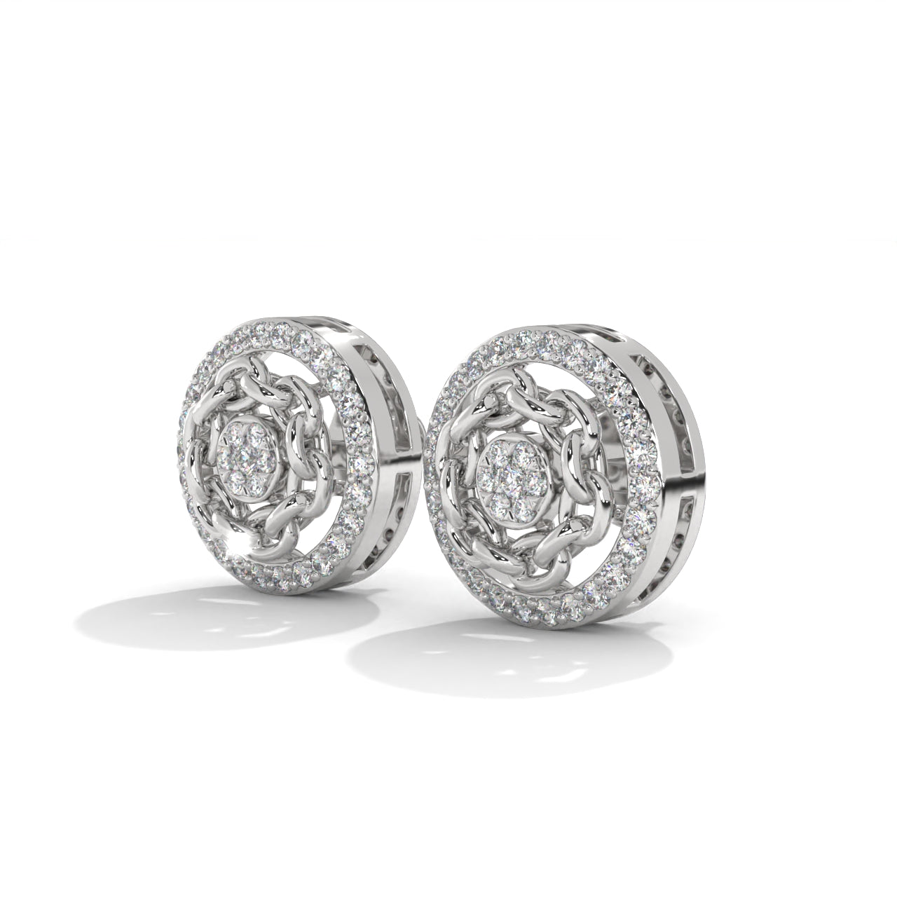 Round Zircon Silver Earrings