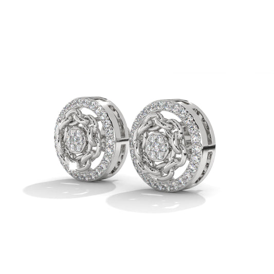 Round Zircon Silver Earrings