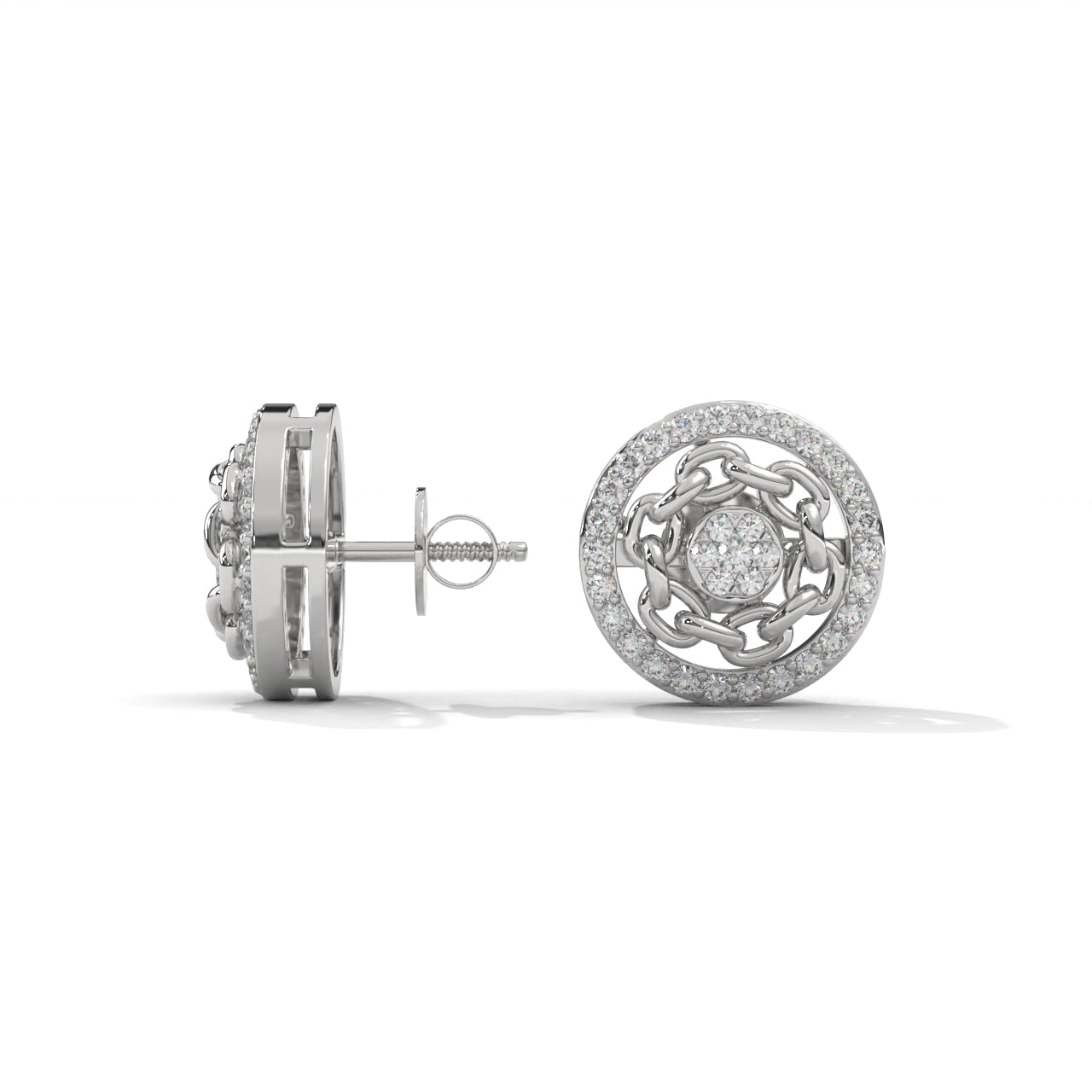 Round Zircon Silver Earrings