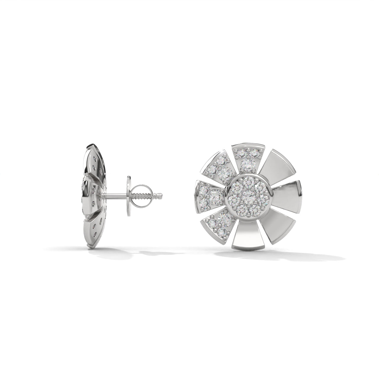 Brilliant Round Diamond silver Earrings
