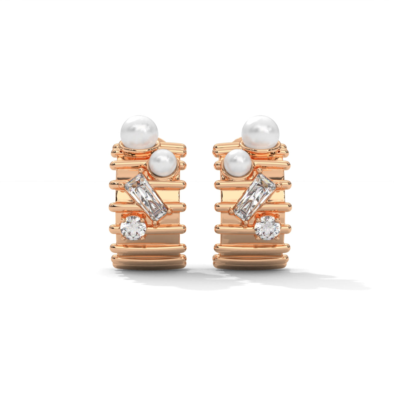Minimalist Pearl Silver Stud Earrings