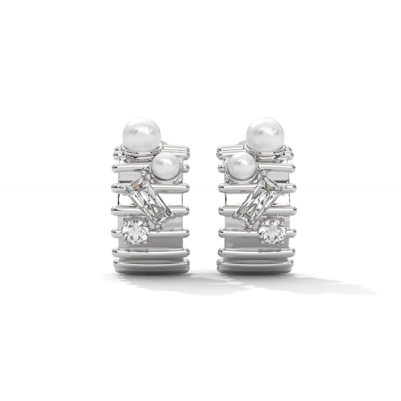 Minimalist Pearl Silver Stud Earrings
