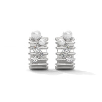 Minimalist Pearl Silver Stud Earrings
