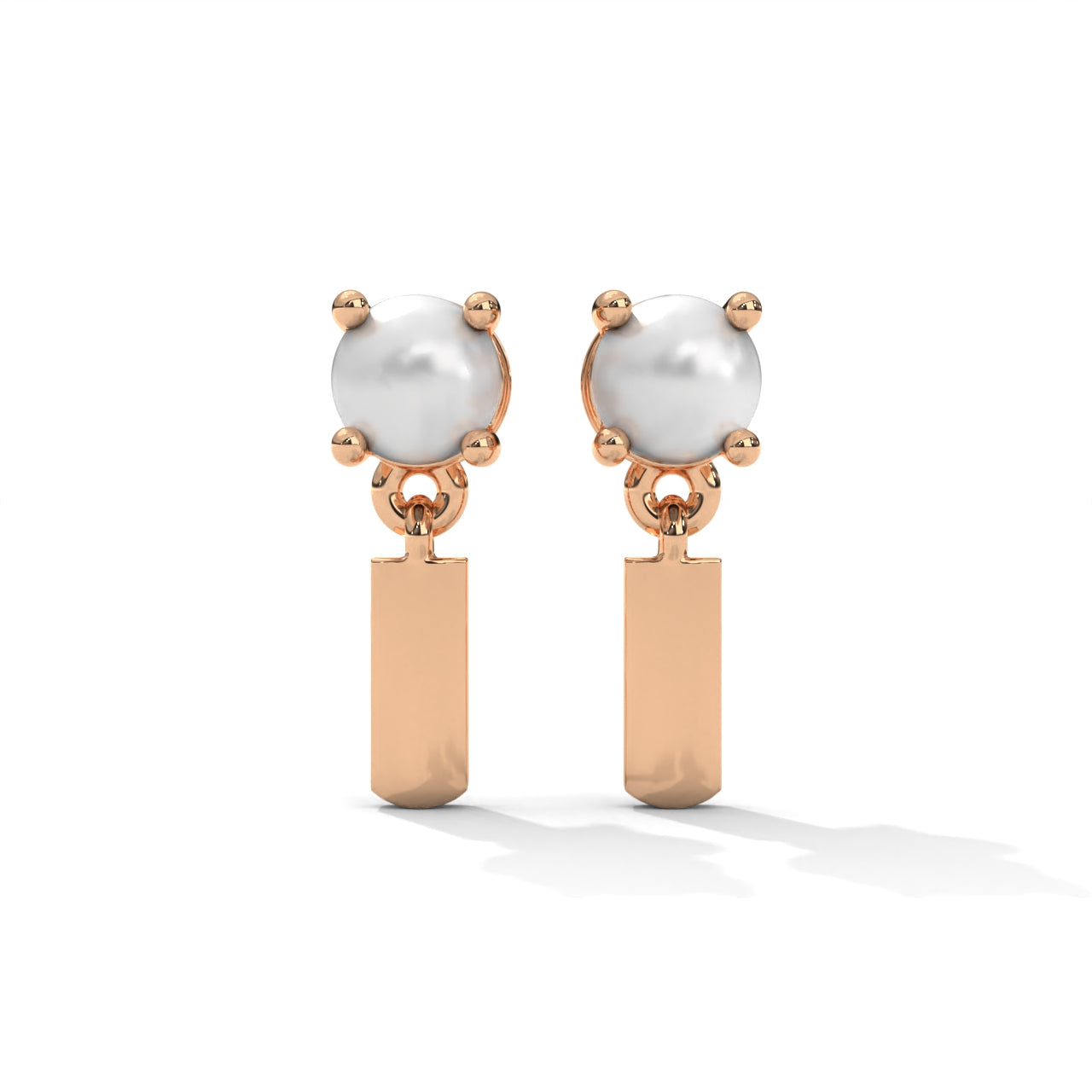 Pearl Zircon Small Silver Earrings