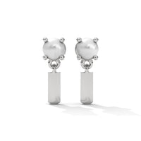 Pearl Zircon Small Silver Earrings
