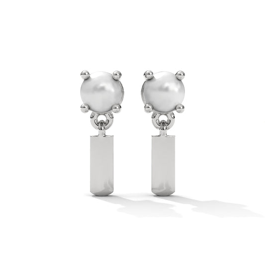 Pearl Zircon Small Silver Earrings