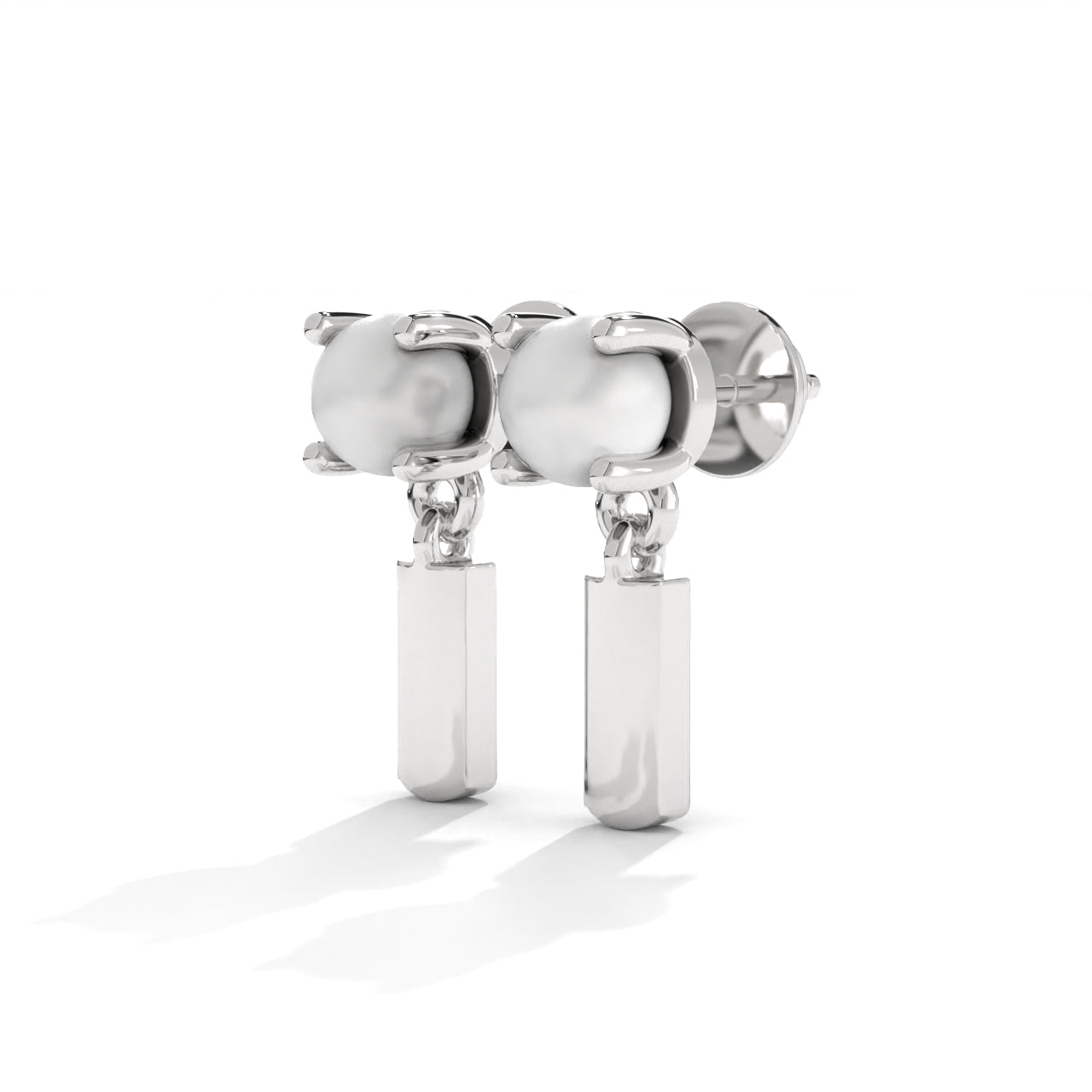 Pearl Zircon Small Silver Earrings