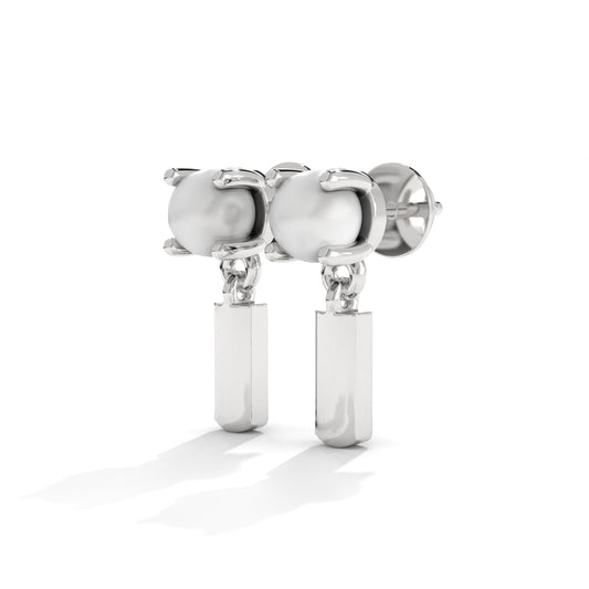 Pearl Zircon Small Silver Earrings