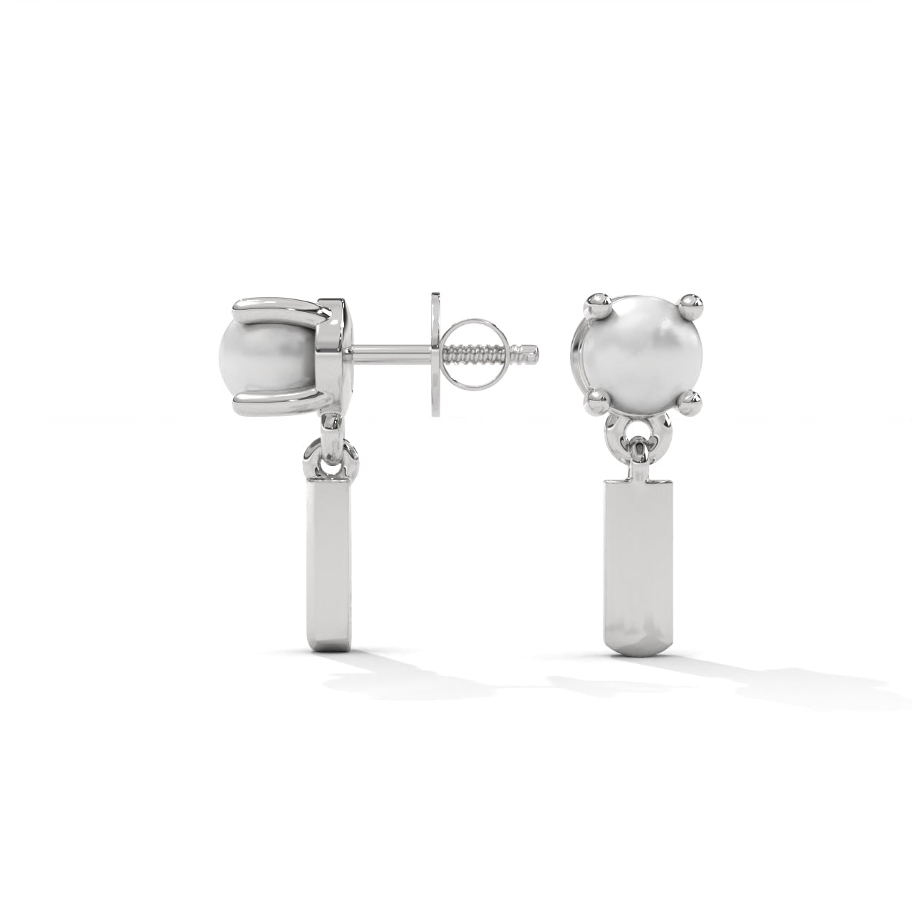 Pearl Zircon Small Silver Earrings