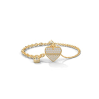 Heart Charm Silver Diamond Bracelet