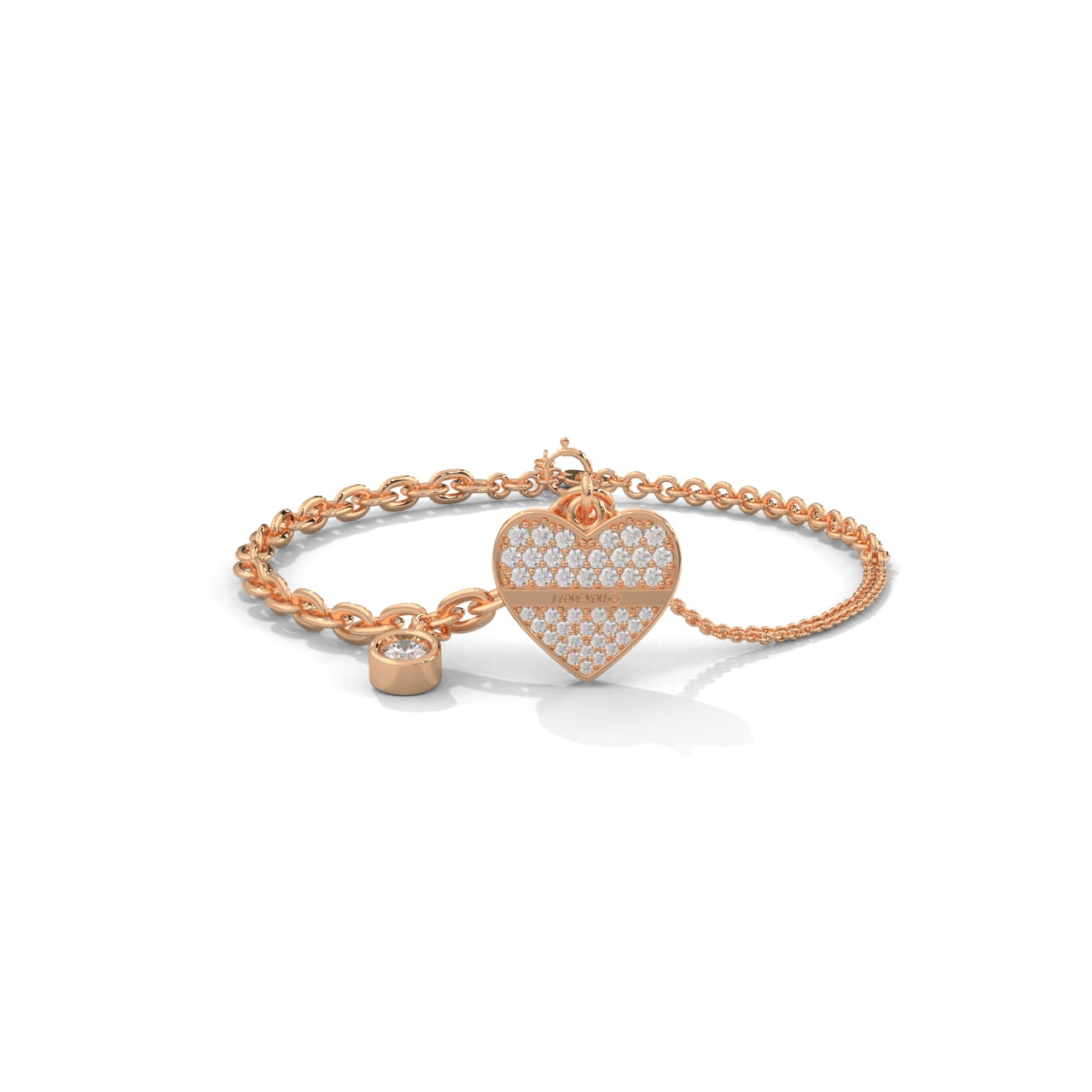 Heart Charm Silver Diamond Bracelet