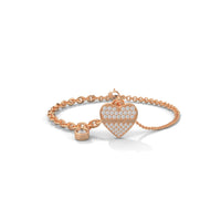 Heart Charm Silver Diamond Bracelet