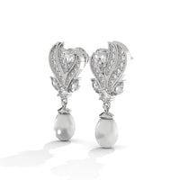 Pearl And Diamond Silver Earrings