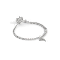 Heart Charm Silver Diamond Bracelet