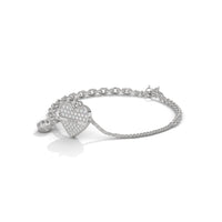 Heart Charm Silver Diamond Bracelet