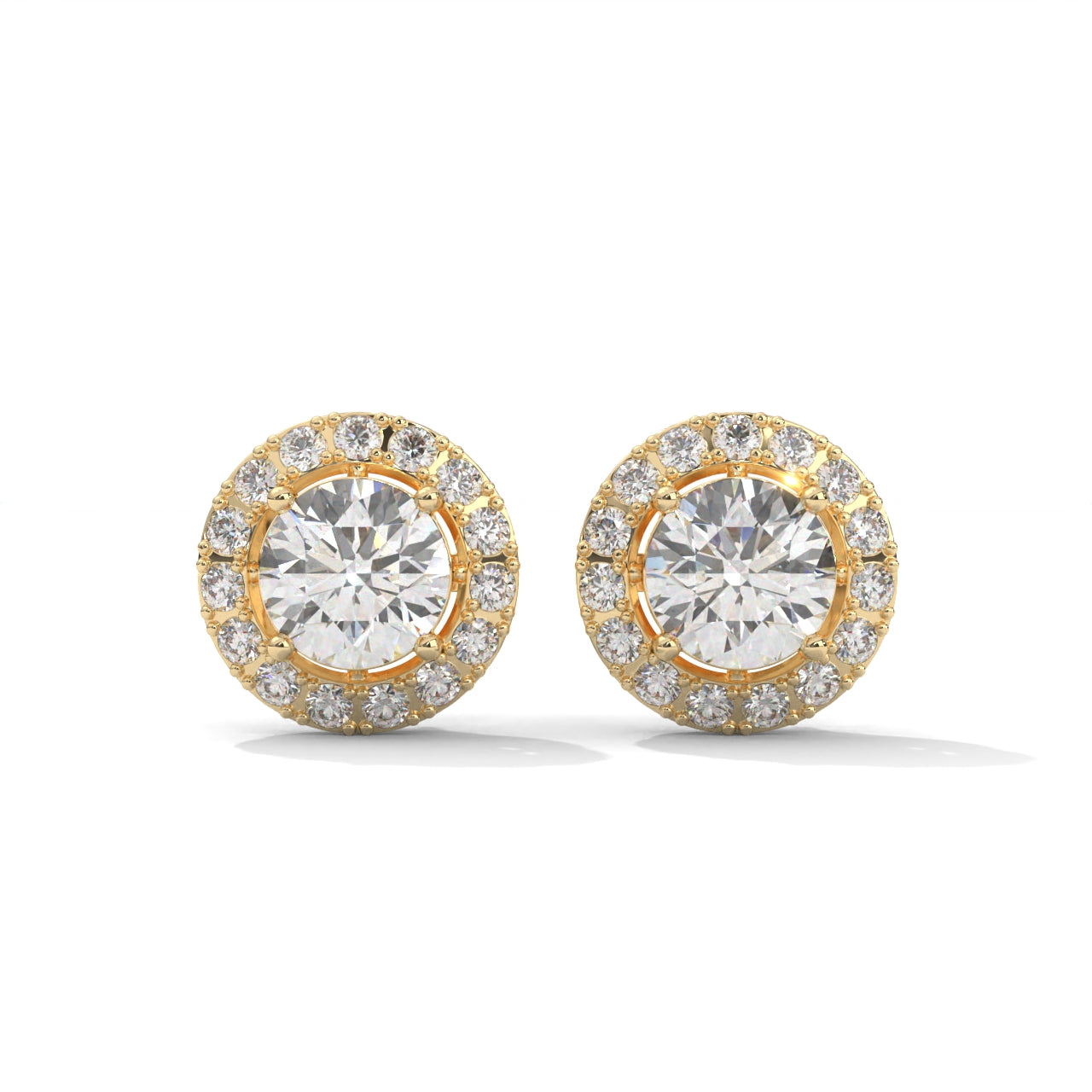 Diamond Cluster Stud Silver Earrings