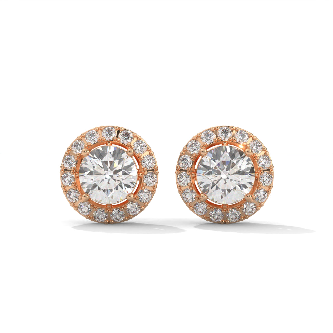 Diamond Cluster Stud Silver Earrings