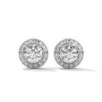 Diamond Cluster Stud Silver Earrings