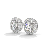 Diamond Cluster Stud Silver Earrings