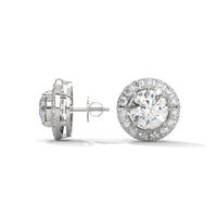 Diamond Cluster Stud Silver Earrings