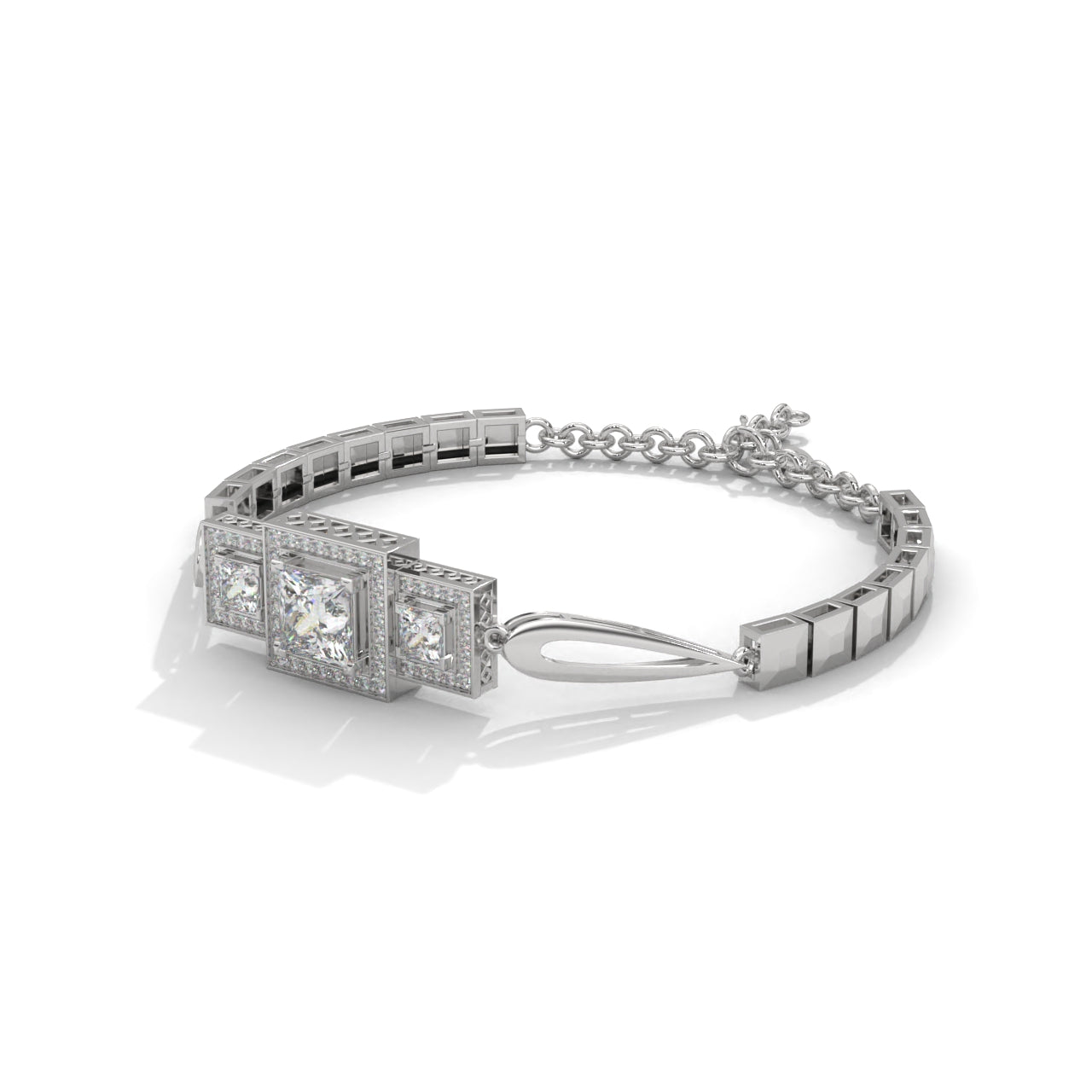 Lustrous Cuff Party Wear Silver Bracelet