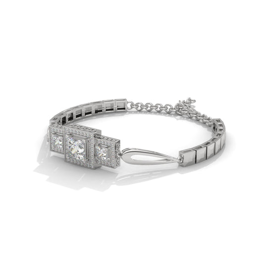 Lustrous Cuff Party Wear Silver Bracelet