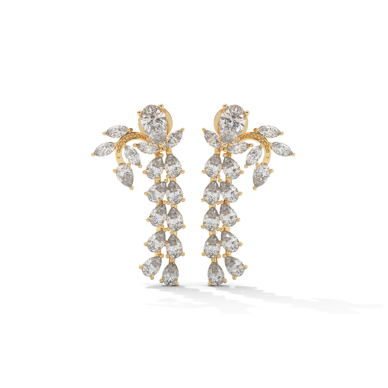 Unique Silver Earrings With Diamond Inlays