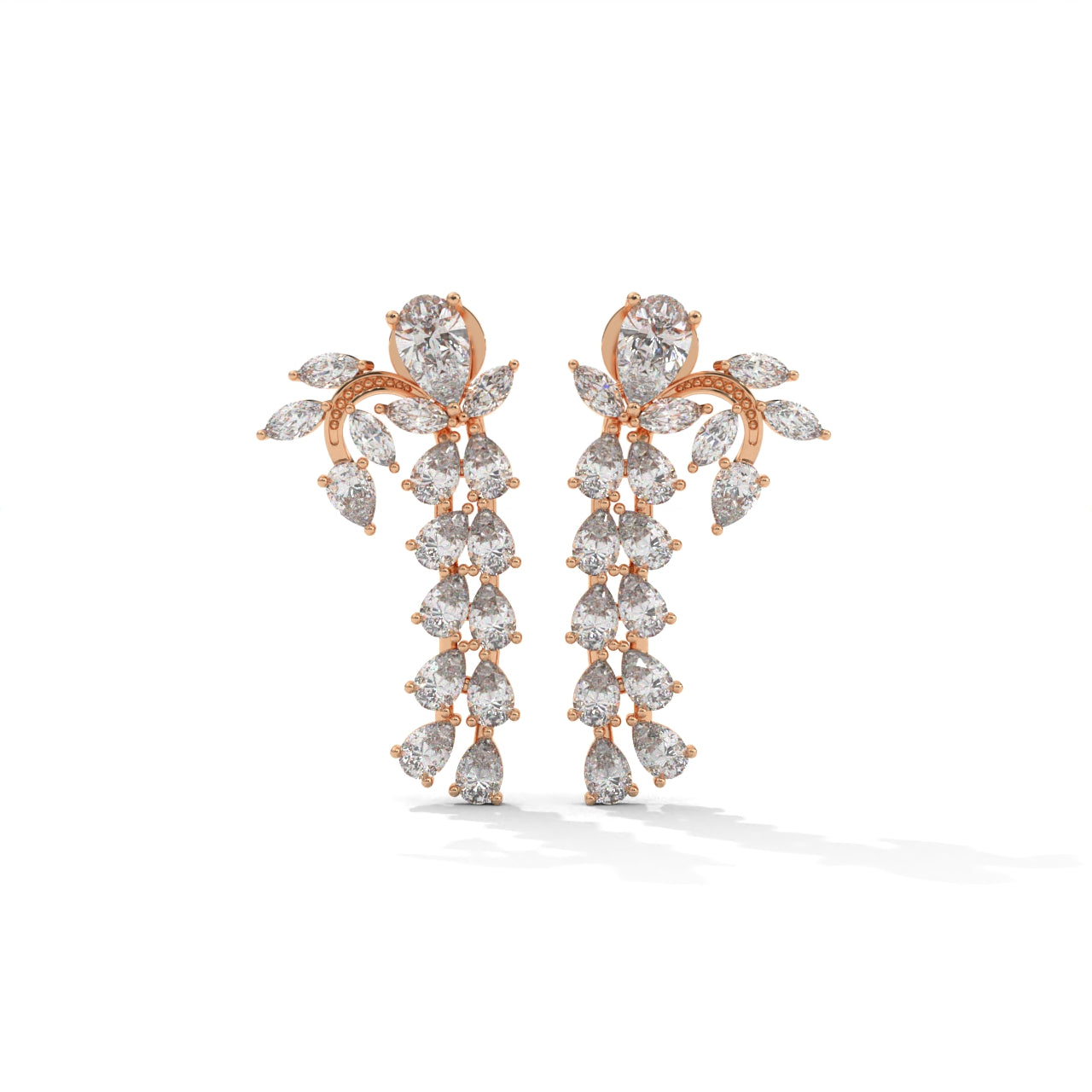 Unique Silver Earrings With Diamond Inlays