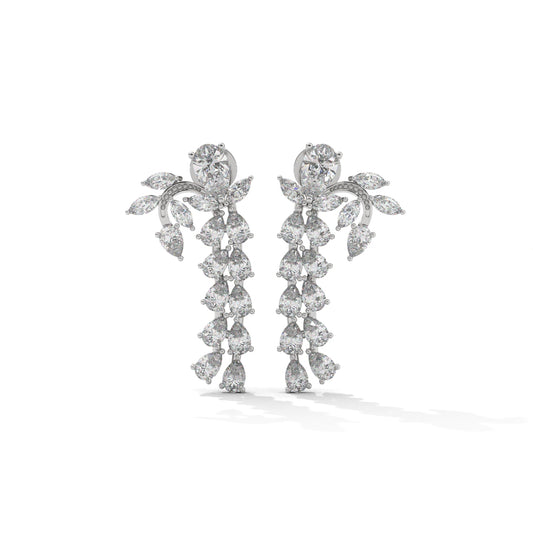 Unique Silver Earrings With Diamond Inlays