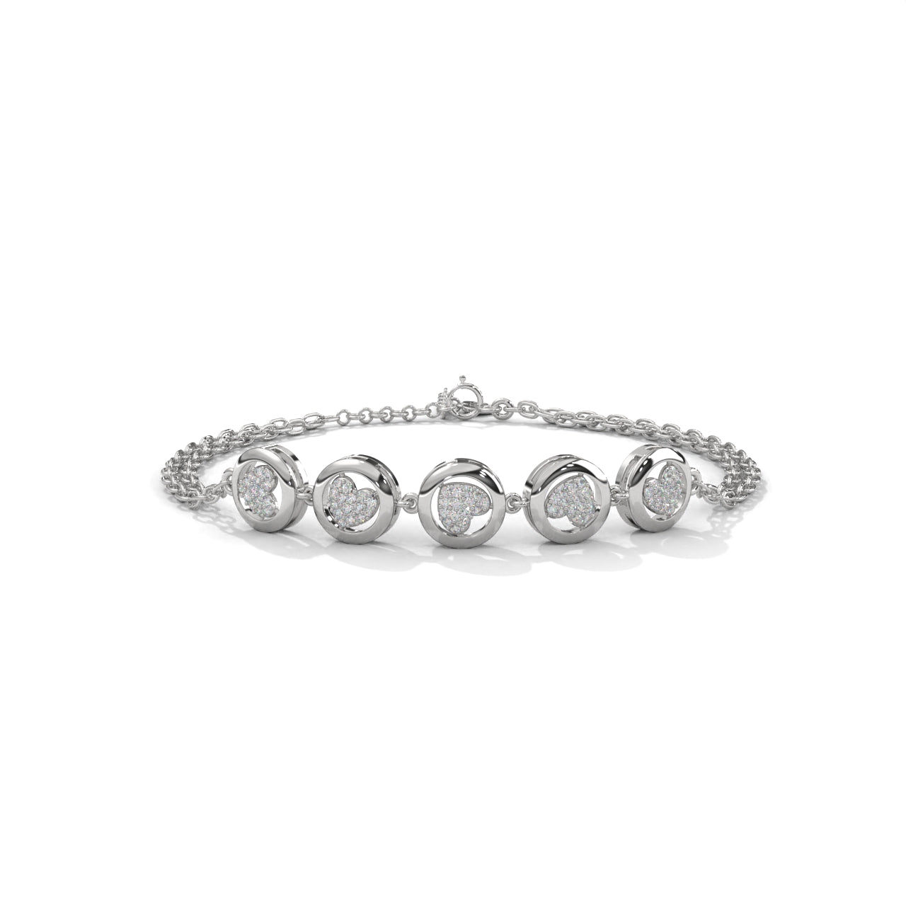 Heart Bezzel Silver Bracelet