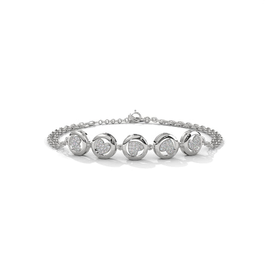 Heart Bezzel Silver Bracelet