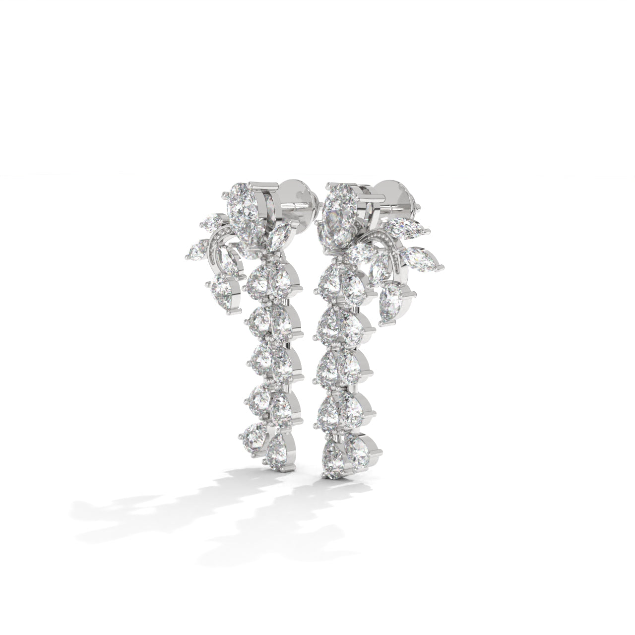Unique Silver Earrings With Diamond Inlays