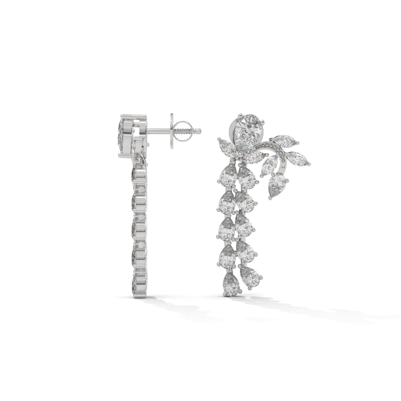 Unique Silver Earrings With Diamond Inlays