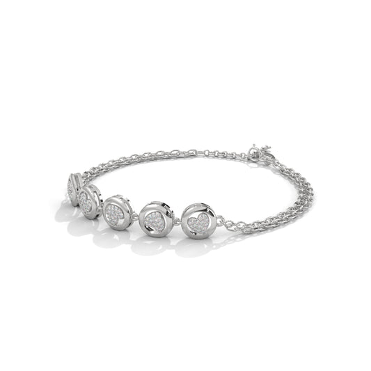Heart Bezzel Silver Bracelet