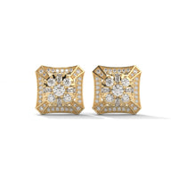Studded Zircons Square Silver Earrings