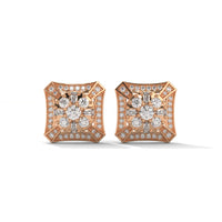 Studded Zircons Square Silver Earrings