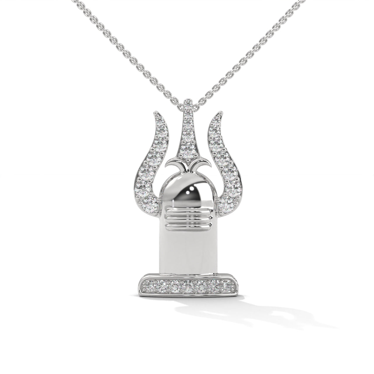 Trident And Shivling Pendant Goddess Silver Necklace