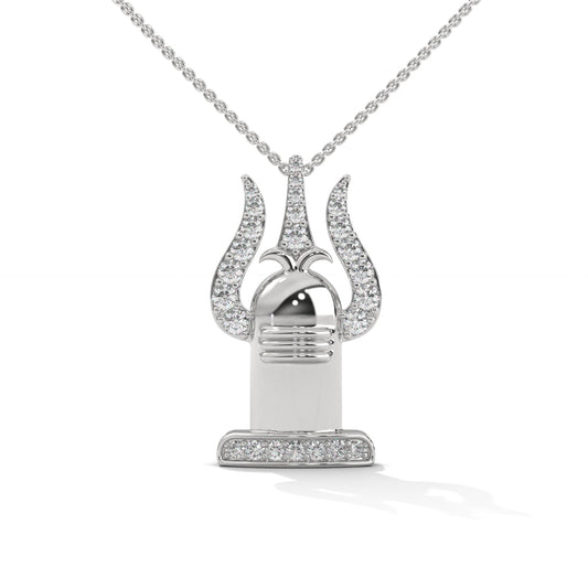 Trident And Shivling Pendant Goddess Silver Necklace