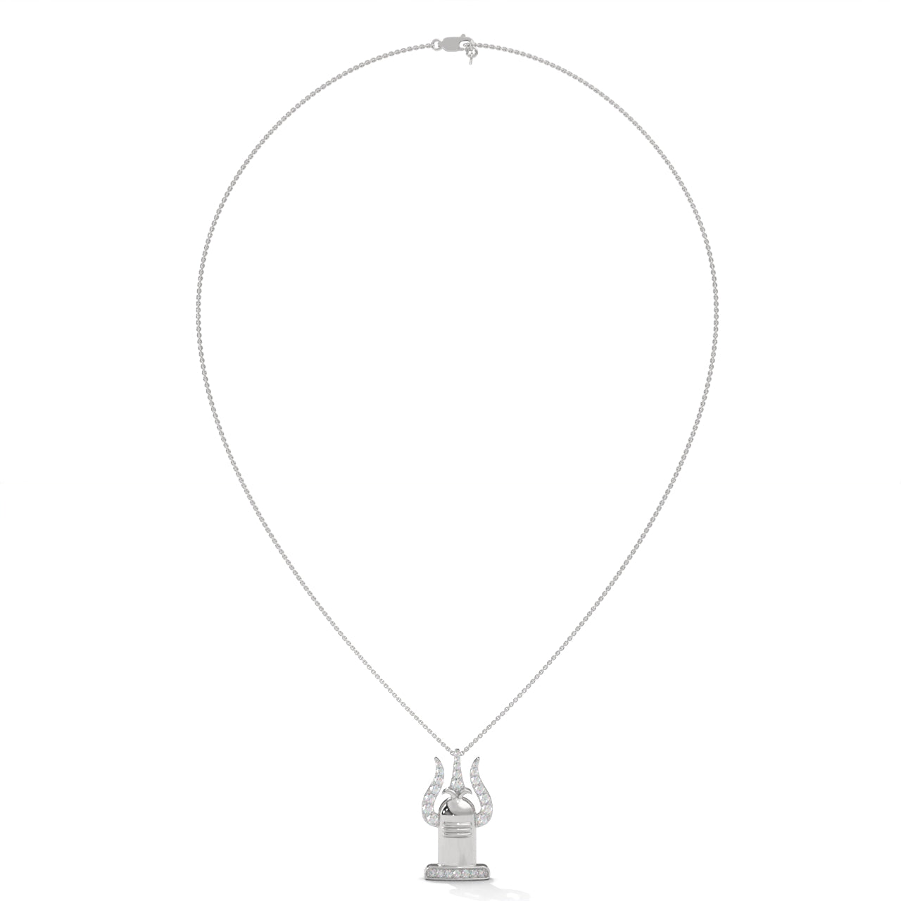 Trident And Shivling Pendant Goddess Silver Necklace