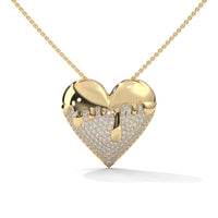 Fashionable Heart Shape Silver Pendant With Diamond Silver Necklace