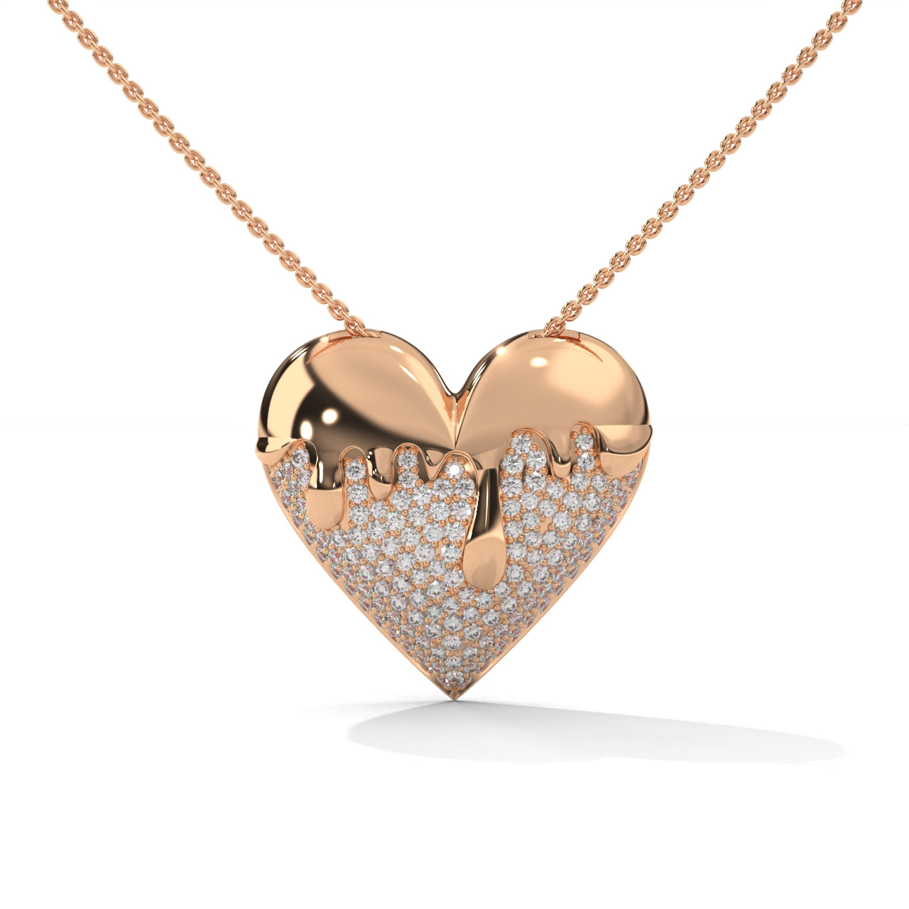 Fashionable Heart Shape Silver Pendant With Diamond Silver Necklace
