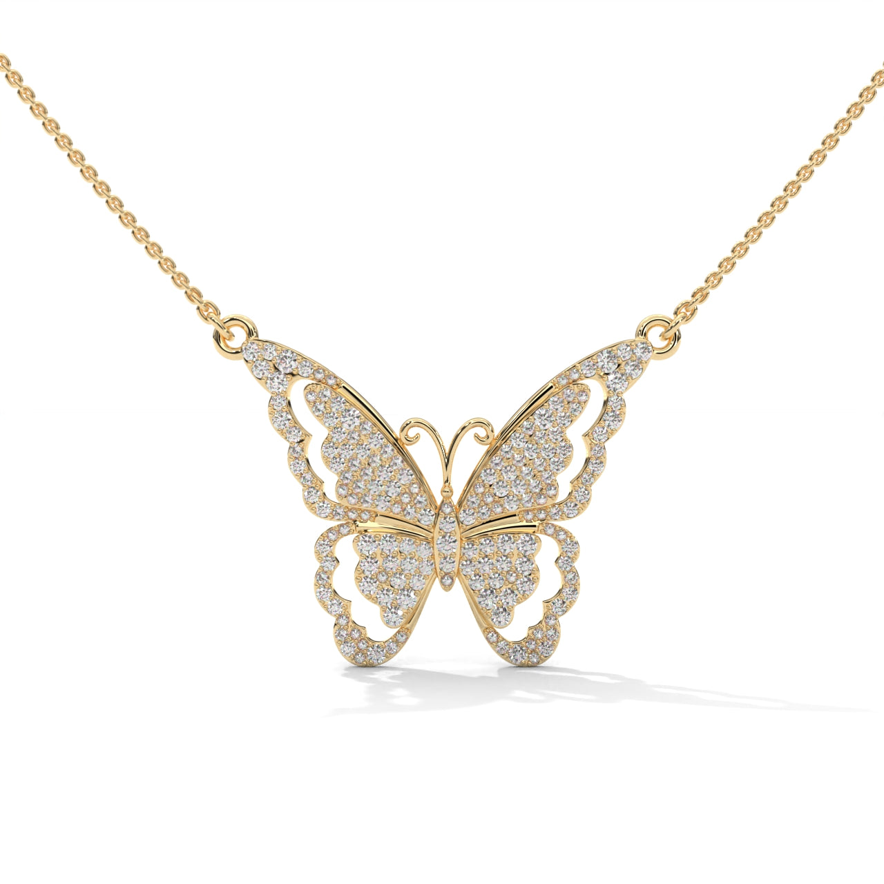 Silver Necklace With Minimalist Geometric Butterfly Pendant