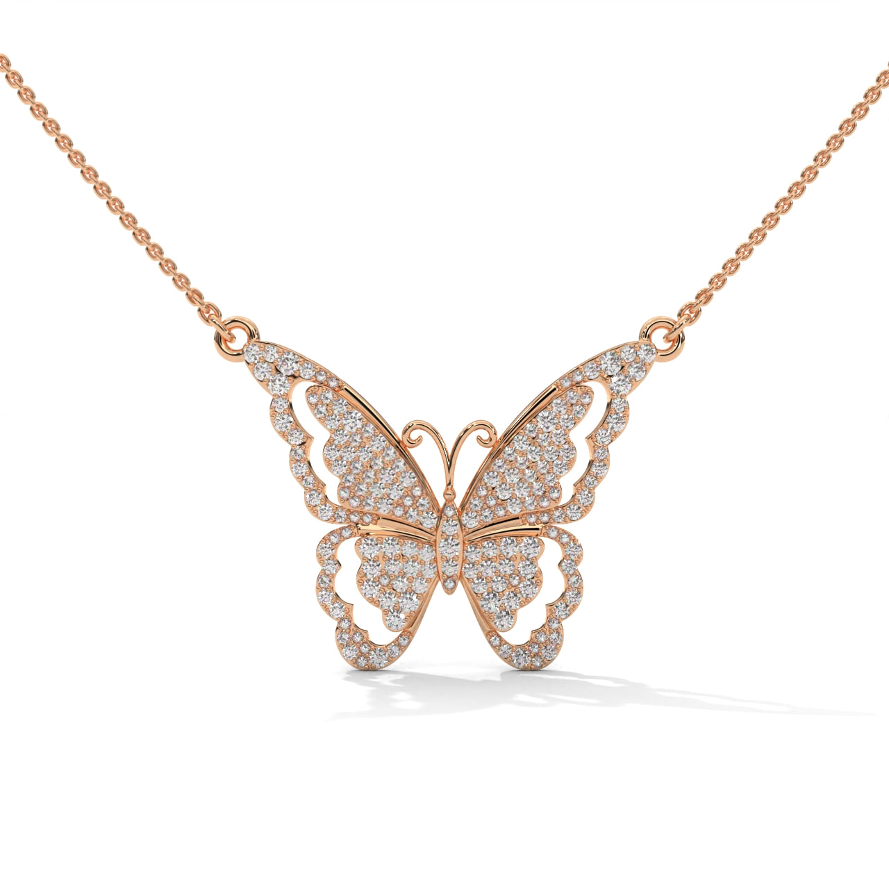 Silver Necklace With Minimalist Geometric Butterfly Pendant