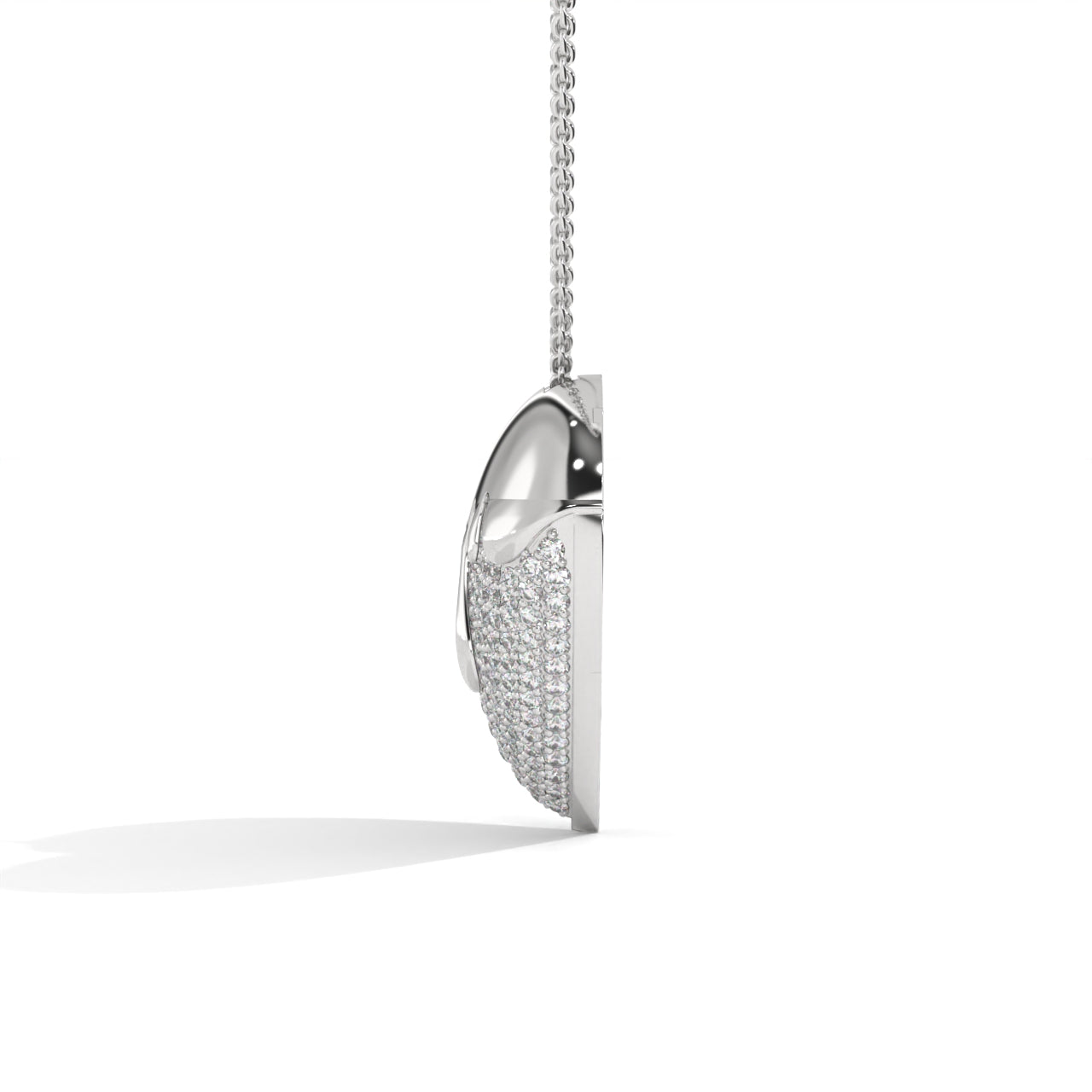Fashionable Heart Shape Silver Pendant With Diamond Silver Necklace