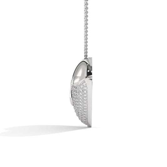 Fashionable Heart Shape Silver Pendant With Diamond Silver Necklace