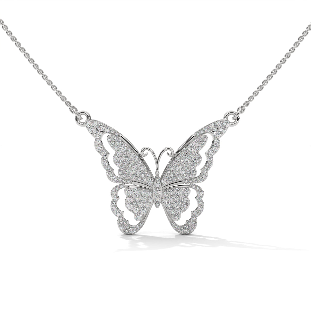 Silver Necklace With Minimalist Geometric Butterfly Pendant