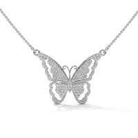 Silver Necklace With Minimalist Geometric Butterfly Pendant