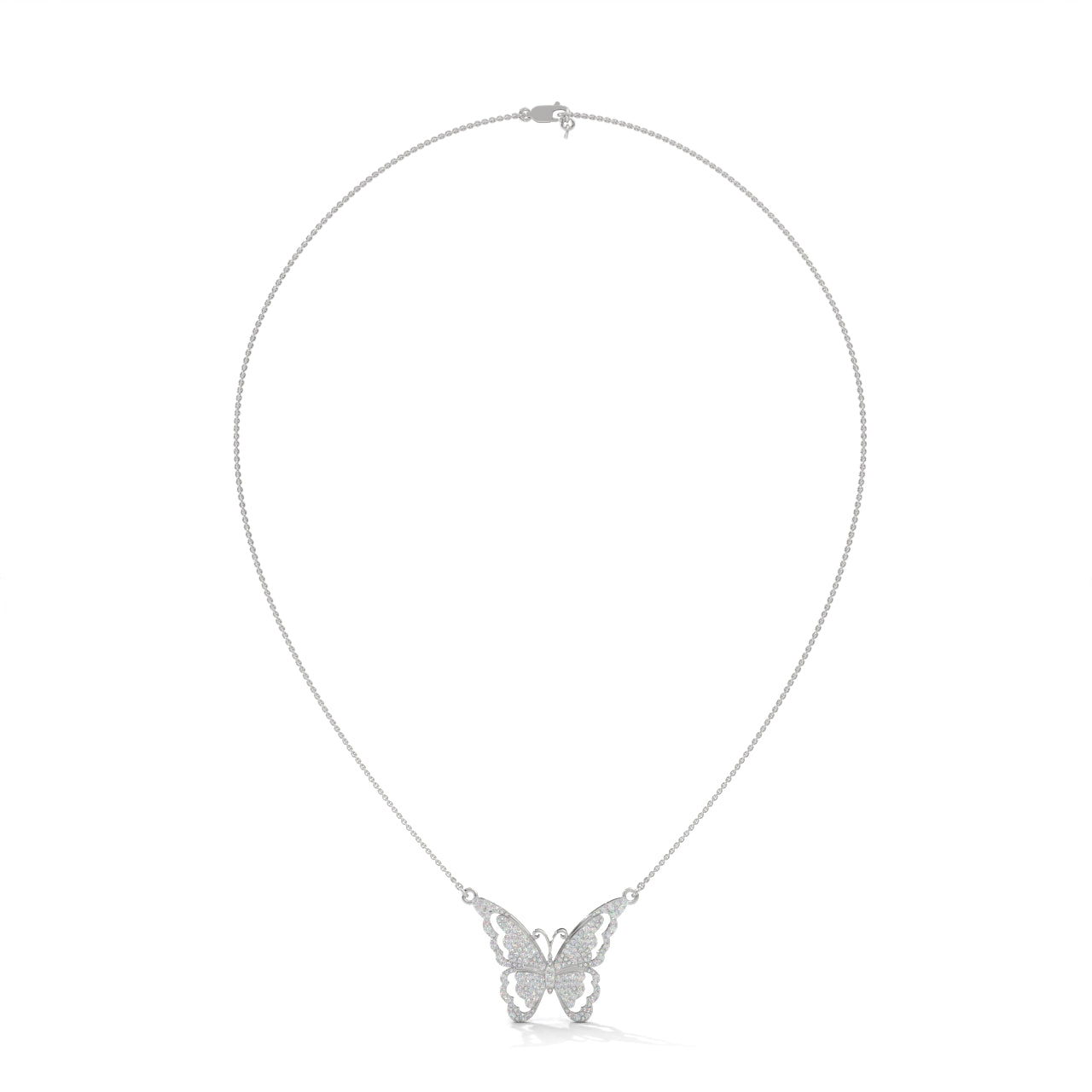 Silver Necklace With Minimalist Geometric Butterfly Pendant