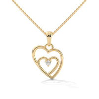 Sophisticated Double Heart With One Diamond Silver Necklace