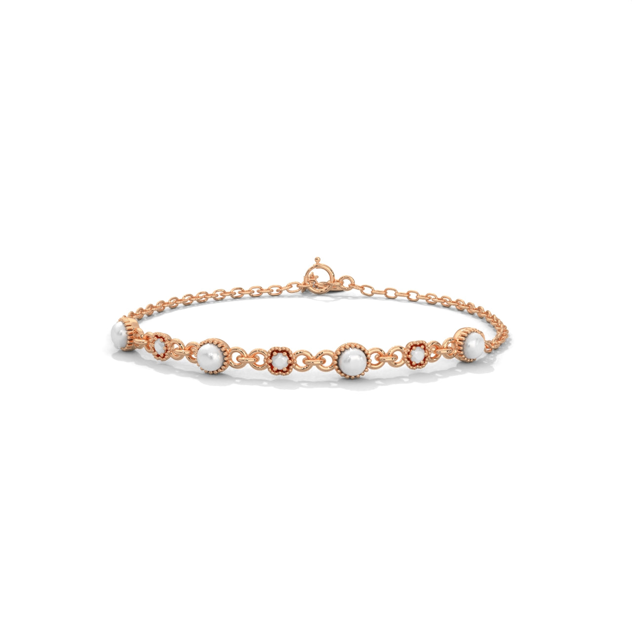 Round Pearl Daily Were Silver Bracelet
